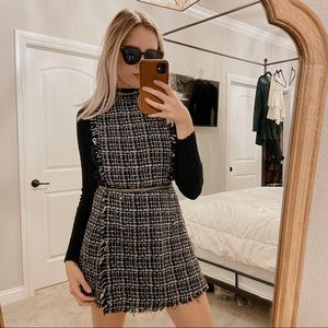 Tweed romper with gold details